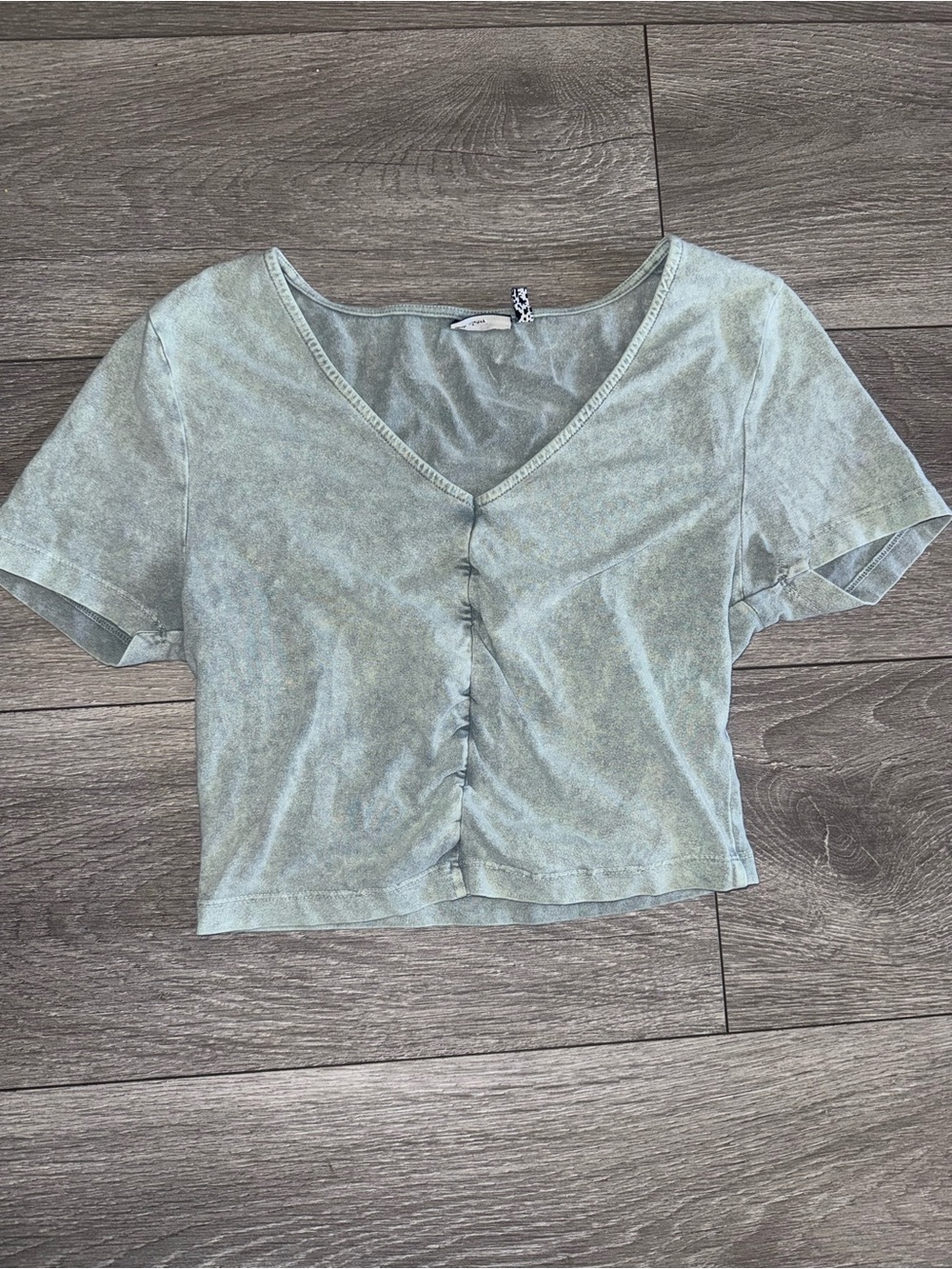 ASOS Sage Green Ruched V‑Neck Crop Top